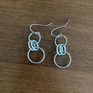 Silver hoop dangle earrings